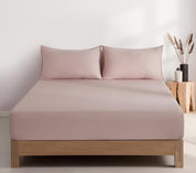 100% Vintage Washed Microfibre Fitted Sheet Set – Ultra Soft & Lightweight All-Season Fitted Sheet with 1 Pillowcase (Pink, Single Size)