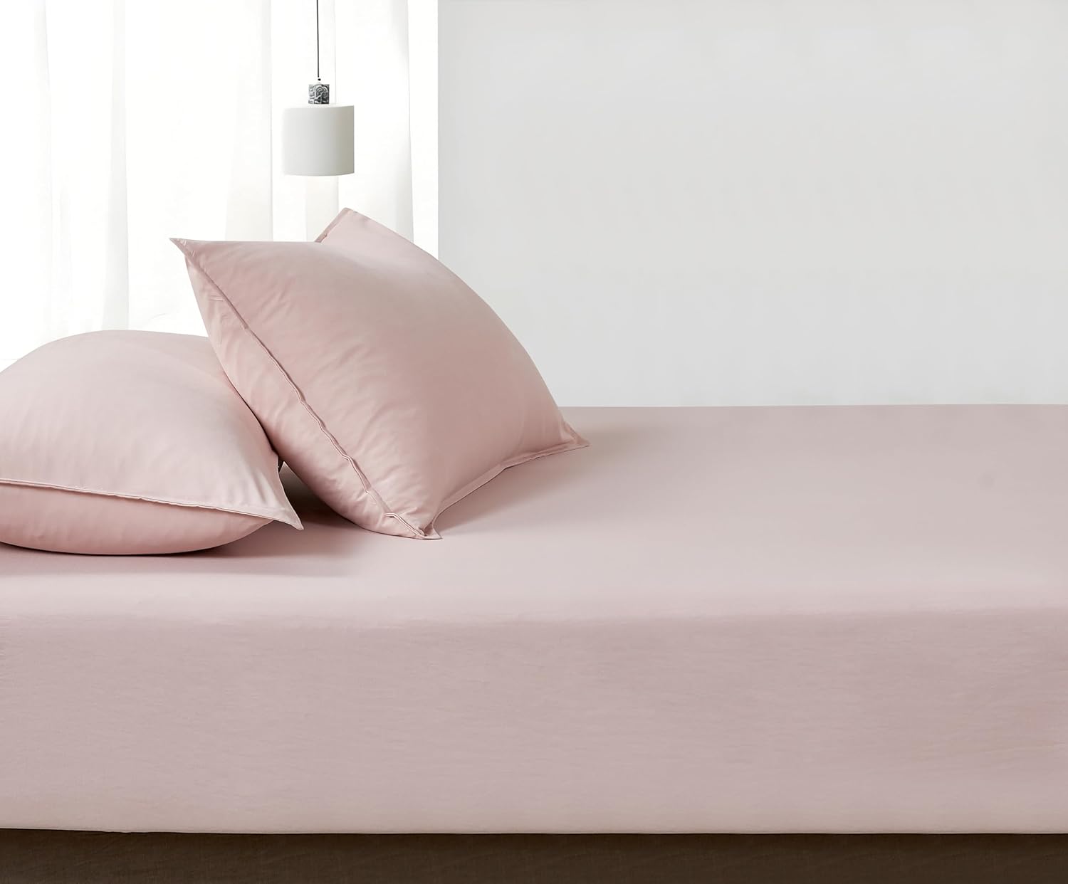 100% Vintage Washed Microfibre Fitted Sheet Set – Ultra Soft & Lightweight All-Season Fitted Sheet with 1 Pillowcase (Pink, Single Size)