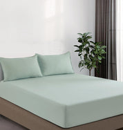 100% Vintage Washed Microfibre Fitted Sheet Set – Ultra Soft & Lightweight All-Season Fitted Sheet with 1 Pillowcase (Sage, Single Size)