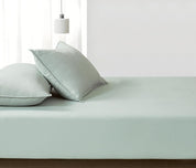 100% Vintage Washed Microfibre Fitted Sheet Set – Ultra Soft & Lightweight All-Season Fitted Sheet with 1 Pillowcase (Sage, Single Size)