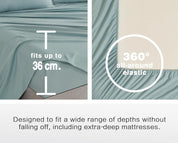 100% Vintage Washed Microfibre Fitted Sheet Set – Ultra Soft & Lightweight All-Season Fitted Sheet with 1 Pillowcase (Seafoam, Single Size)
