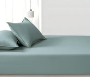 100% Vintage Washed Microfibre Fitted Sheet Set – Ultra Soft & Lightweight All-Season Fitted Sheet with 1 Pillowcase (Seafoam, Single Size)