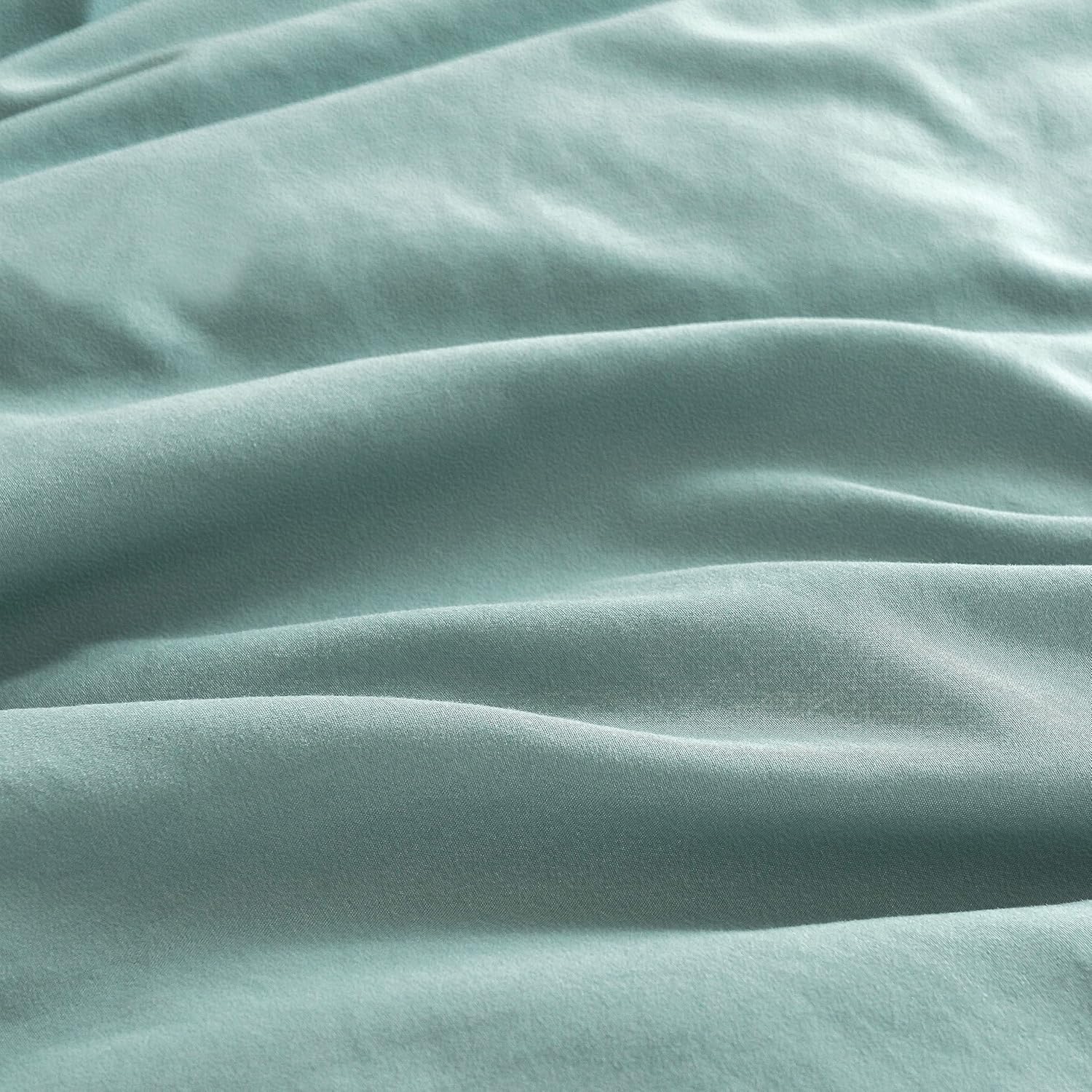 100% Vintage Washed Microfibre Fitted Sheet Set – Ultra Soft & Lightweight All-Season Fitted Sheet with 2 Pillowcases (Seafoam, DoubleSize)