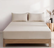 100% Vintage Washed Microfibre Fitted Sheet Set – Ultra Soft & Lightweight All-Season Fitted Sheet with 2 Pillowcases (Linen, King Size)