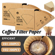 100PCS Coffee Filter Paper Drip Cone Funnel Handmade Filters for Coffee Machine - V01-100PCS