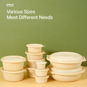 50PCS Biodegradable Corn Starch Lunch Box Round Takeout Containers Eco Friendly - 750ml