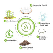 50PCS Biodegradable Corn Starch Lunch Box Round Takeout Containers Eco Friendly - 750ml