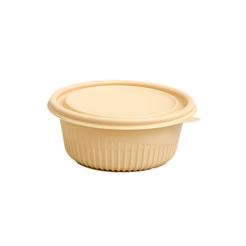50PCS Biodegradable Corn Starch Lunch Box Round Takeout Containers Eco Friendly - 750ml