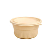 50PCS Biodegradable Corn Starch Lunch Box Round Takeout Containers Eco Friendly - 750ml
