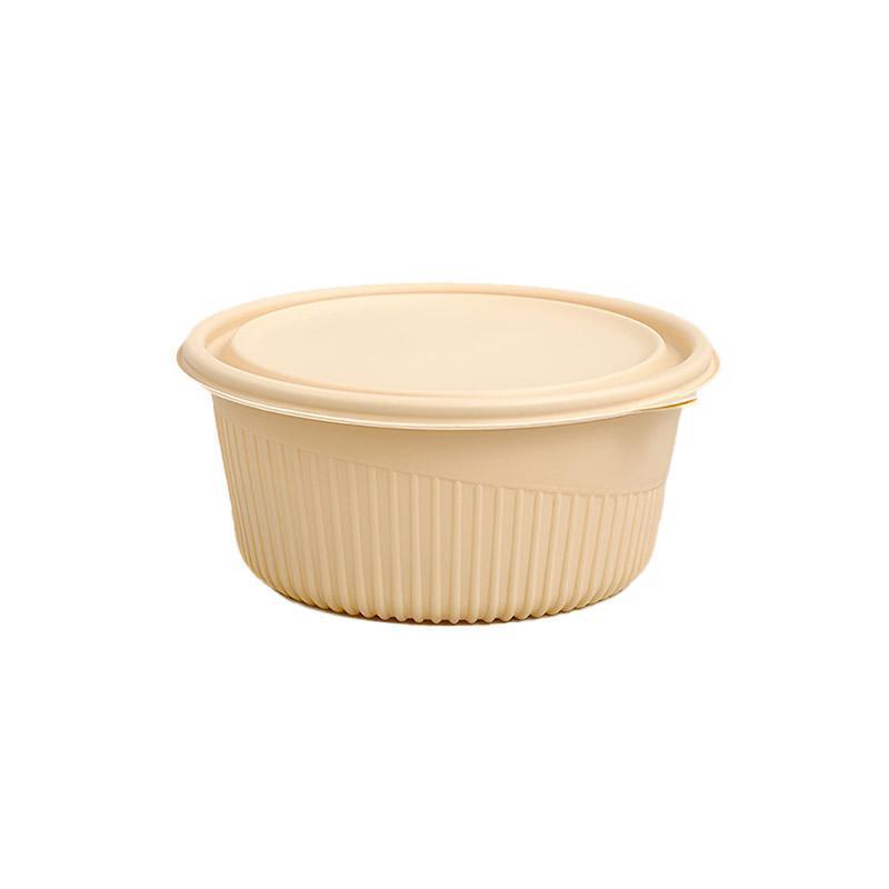50PCS Biodegradable Corn Starch Lunch Box Round Takeout Containers Eco Friendly - 750ml