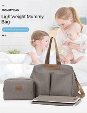 Grey Multi-functional Baby Diaper Bag with Changing Mat - Travel & Stroller-Friendly Design