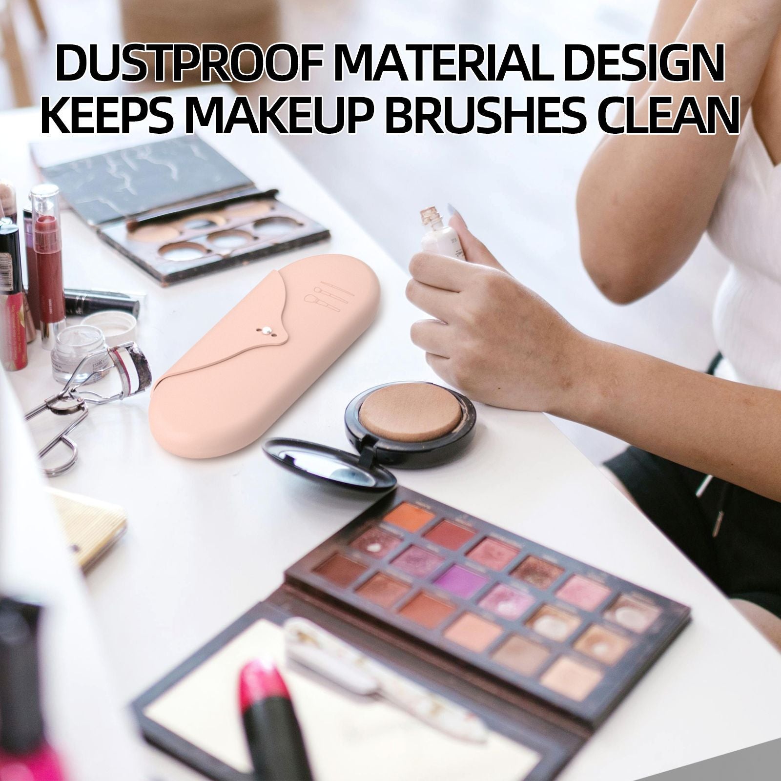 2 Pcs Pink Elegant Silicone Makeup Brush Storage Case - Travel-Friendly, Dustproof, and Multi-Functional