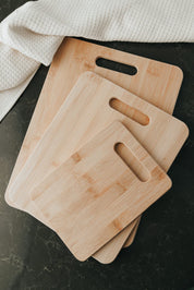 6pcs Bamboo Wood Chopping Board 3-Set Cheese Cutting & Serving Light Wood Tone